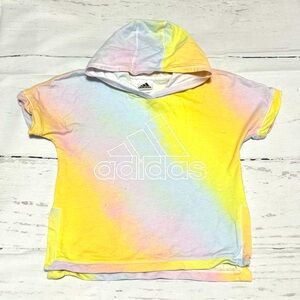 Adidas girls youth M 10-12 multi-color short sleeve logo hoodie pullover